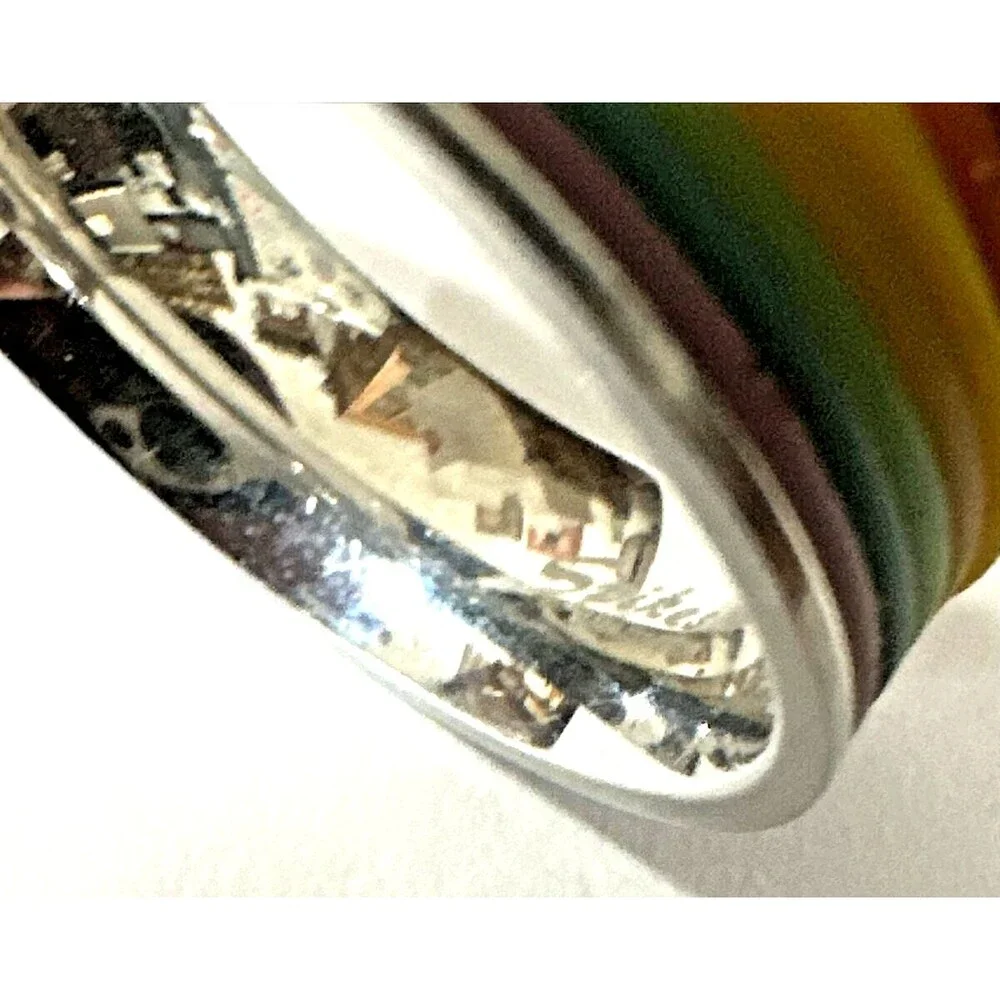 SPIKES Brand Rainbow Ring Stainless Steel Multicolor Band Pride SZ 12 Band